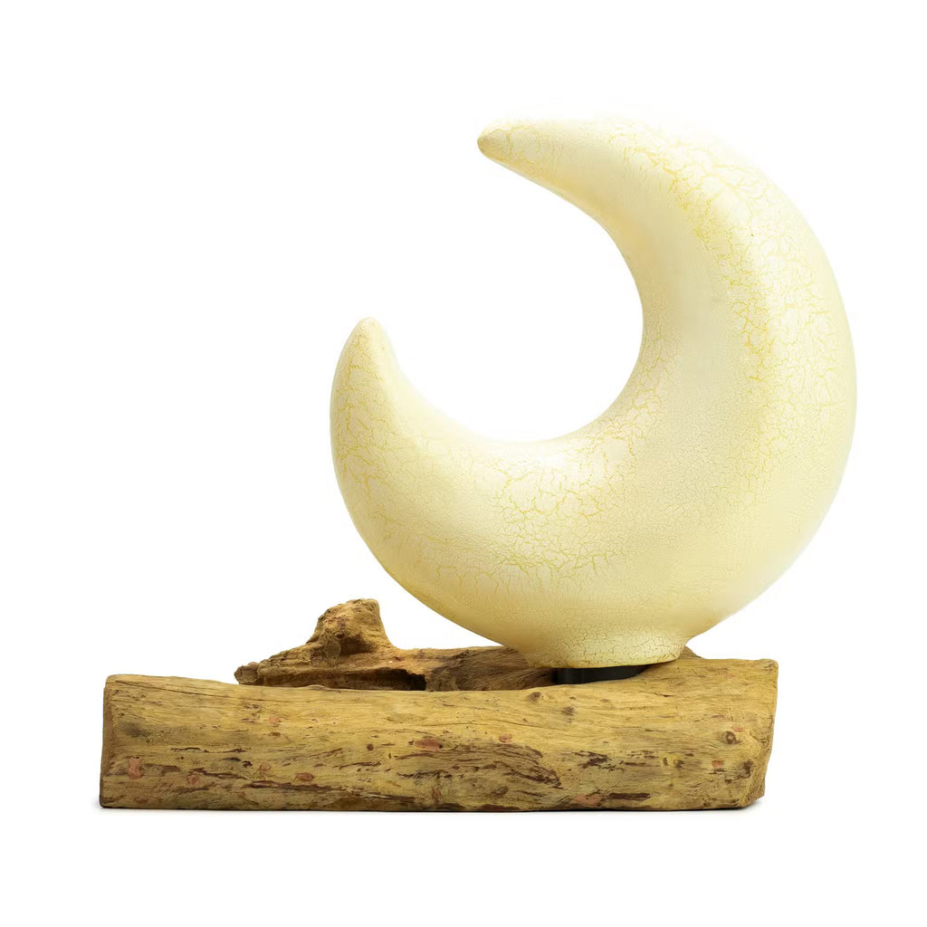 DriftGlow Grey Half Moon Lamp | Natural Driftwood