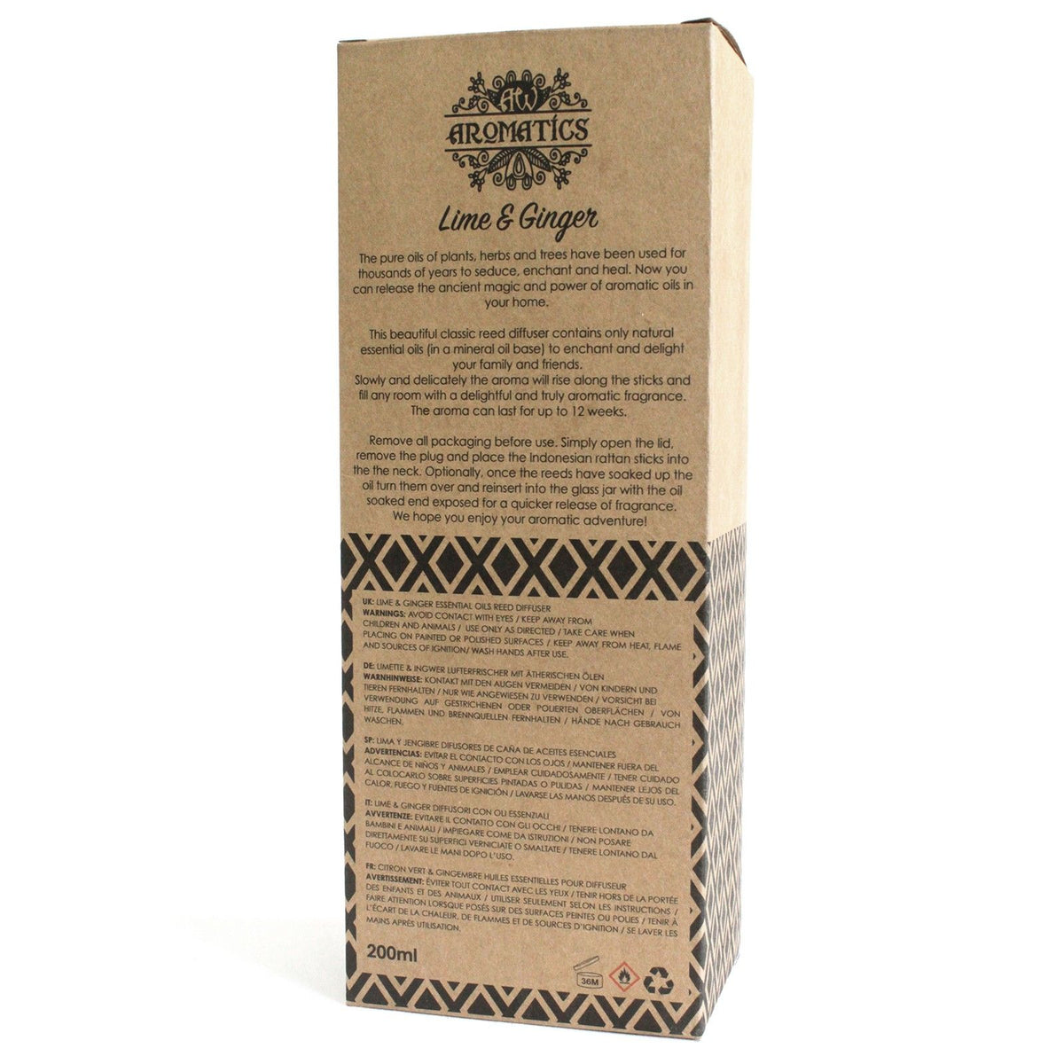 Lime & Ginger Essential Oil Reed Diffuser – 200ml | Natural Home Fragrance