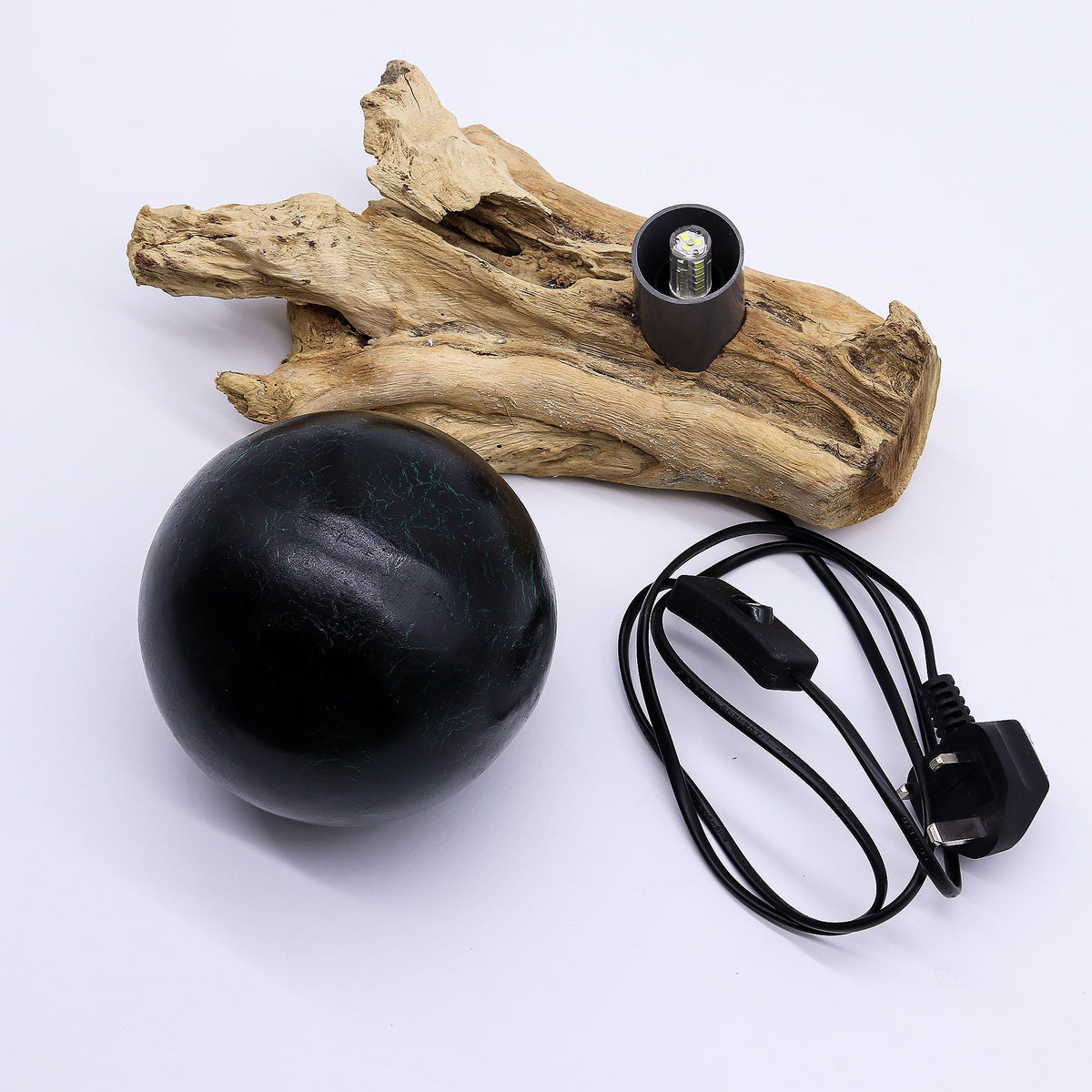 DriftGlow Emerald Crackle Lamp | Green Driftwood Lamp