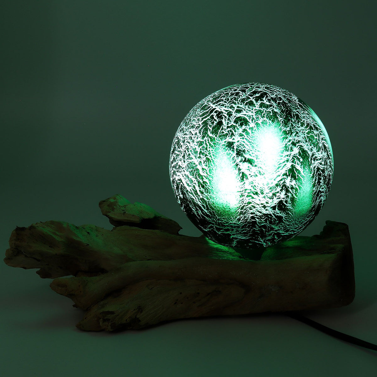 DriftGlow Emerald Crackle Lamp | Green Driftwood Lamp
