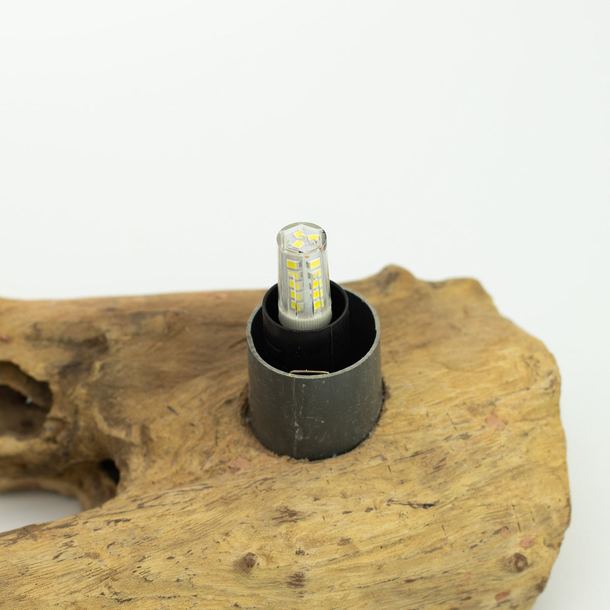 DriftGlow Grey Half Moon Lamp | Natural Driftwood