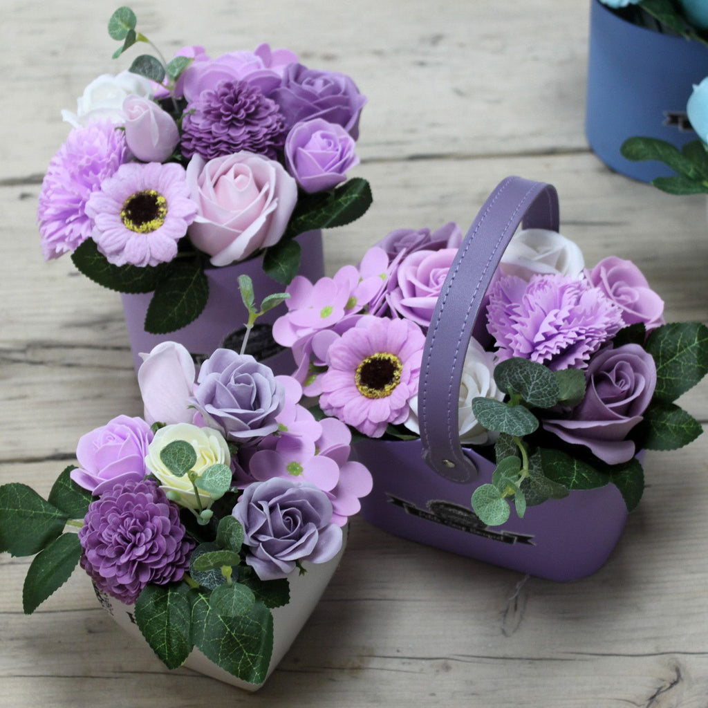Luxury Soft Lavender Soap Flower Petite Basket | Elegant Floral Gift for Every Occasion
