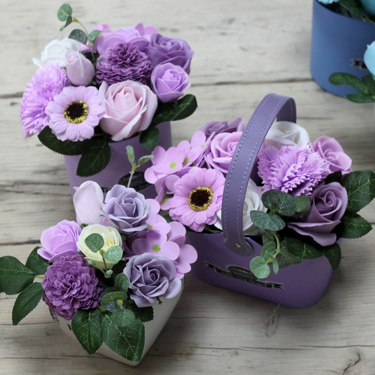 Luxury Soft Lavender Soap Flower Petite Basket | Elegant Floral Gift for Every Occasion