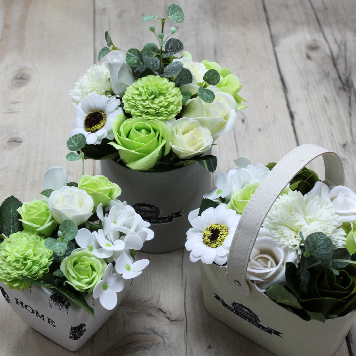 Luxury Pastel Green Soap Flower Petite Basket | Elegant Floral Gift for Every Occasion