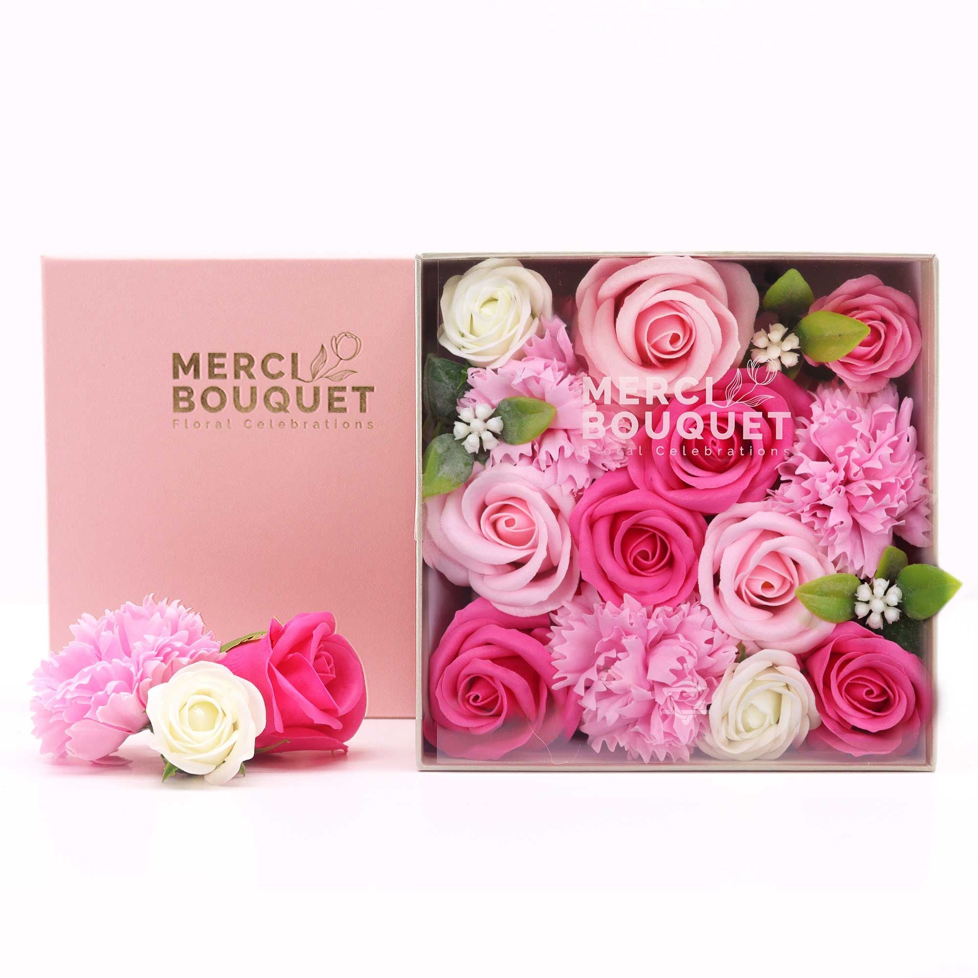 Luxury Pink Soap Flower Gift Box | Baby Blessings New Baby Girl Gift