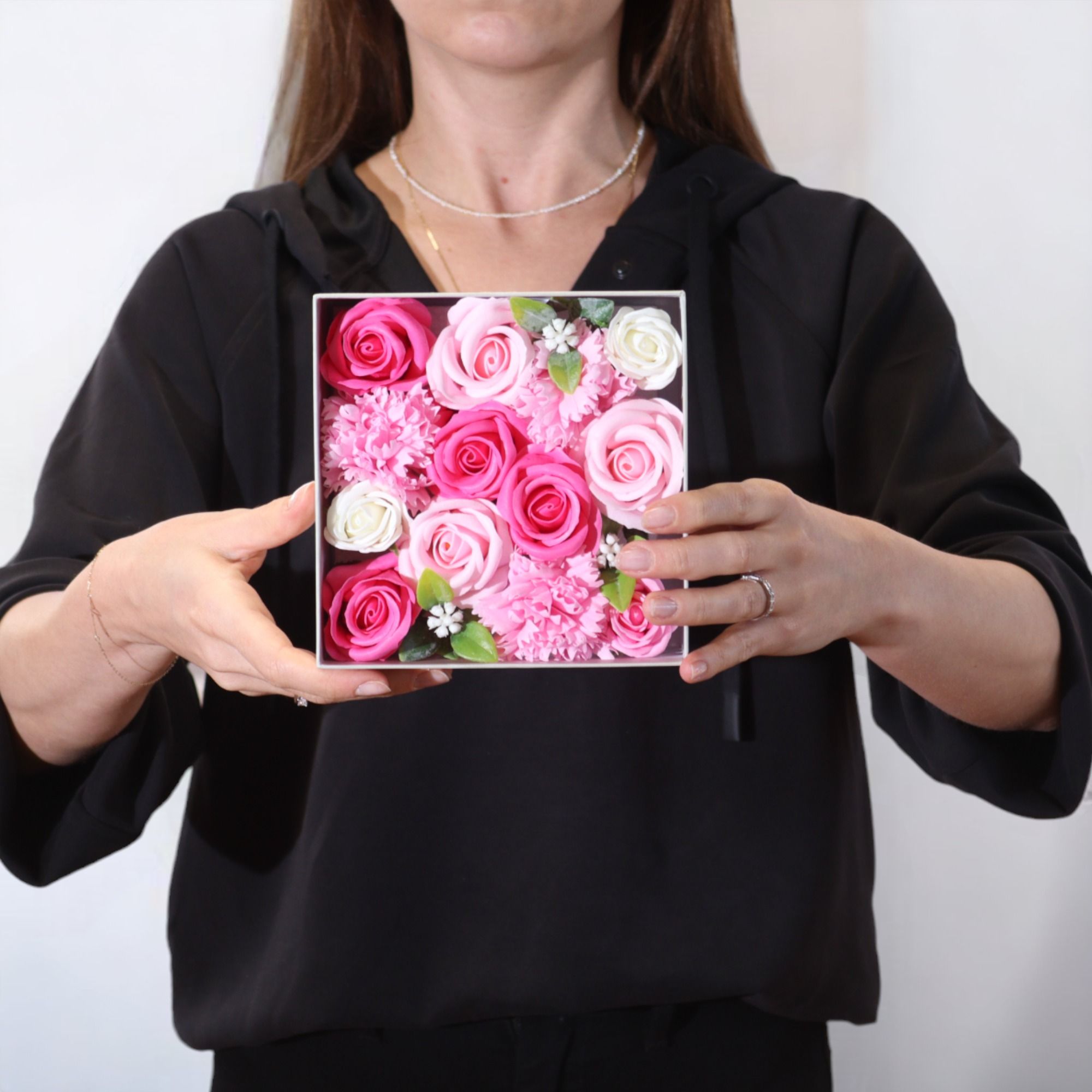 Luxury Pink Soap Flower Gift Box | Baby Blessings New Baby Girl Gift