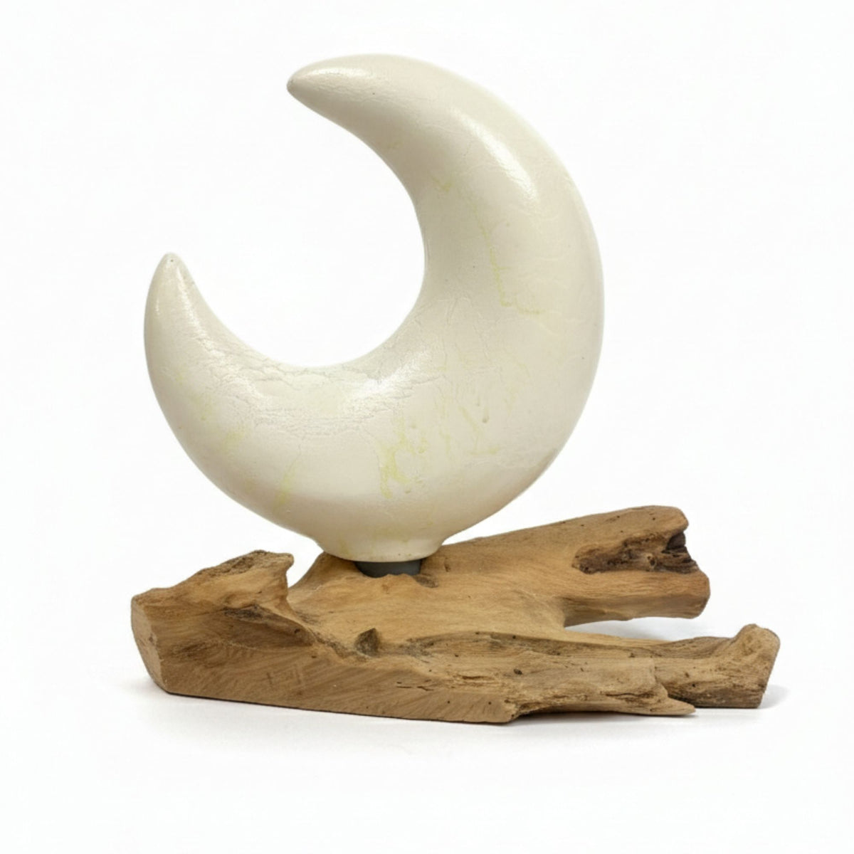 DriftGlow Grey Half Moon Lamp | Natural Driftwood